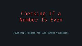 Check Even Number