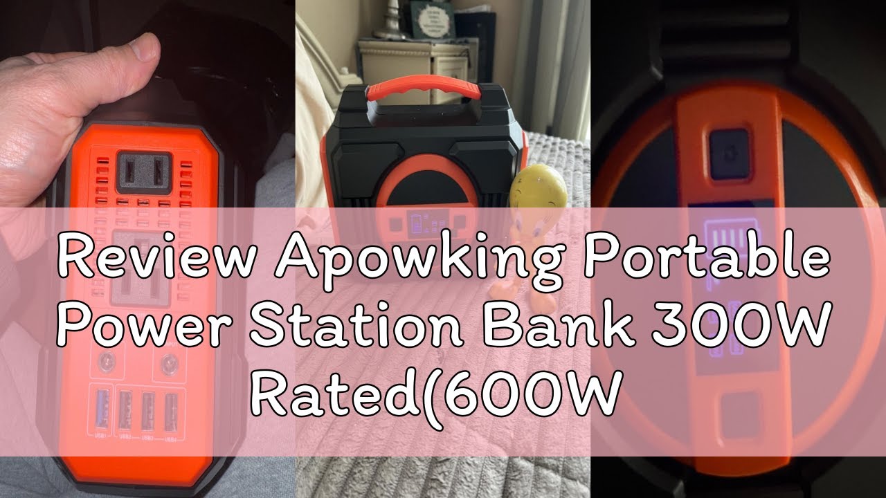 Review Apowking Portable Power Station Bank 300W Rated(600W Peak),220Wh Solar Powered Power Bank wit