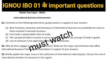 IBO 01 important questions for June 2024 examination/ IGNOU में अच्छे marks score करें #ignou