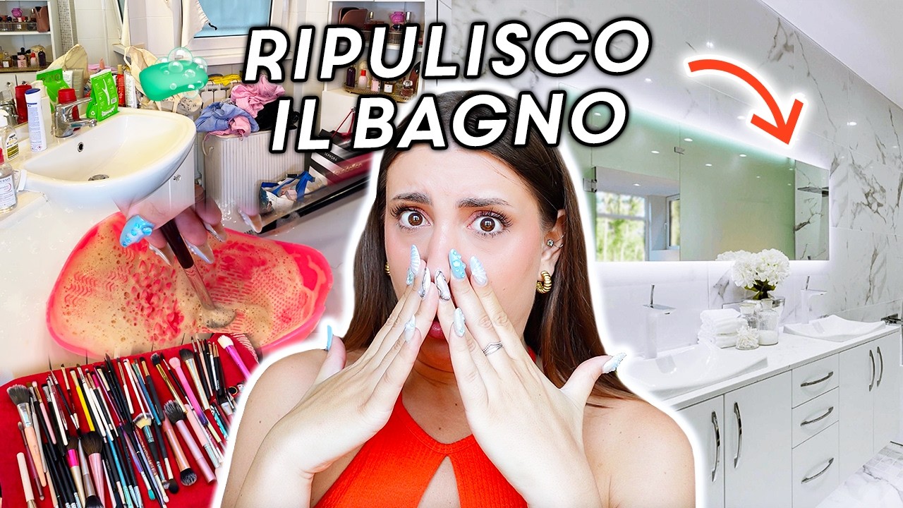 RIPULISCO IL MIO *disgustoso* BAGNO! 🚽 🪣 Decluttering, Pulizia e Sistemazione 🧹