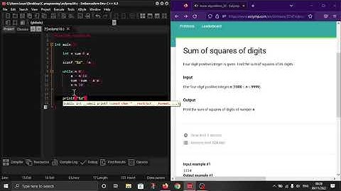 "Sum of squares of digits" in C programming language. #Eolymp problem 8907.