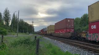 Trains BC 2020: Fast CN Intermodal East @ Fort Langley Canada 05JUN20 ES44DC 2261 Leading