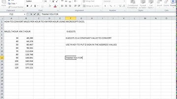 00021 - How To Convert Miles Per Hour To KM Per Hour Using Microsoft Excel