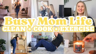 BUSY MOM LIFE CLEAN WITH ME | COOK + SPEED CLEAN + EXERCISE | SAHM CLEANING MOTIVATION | MarieLove