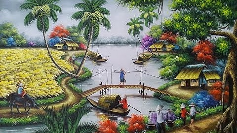 Tranh sơn dầu phong cảnh làng quê tuyệt đẹp