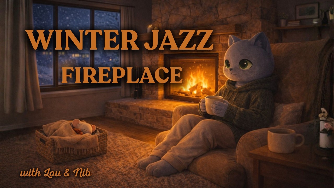 Winter Fireplace Jazz ❄️ 2 Hours of Cozy Snowy Night Ambience