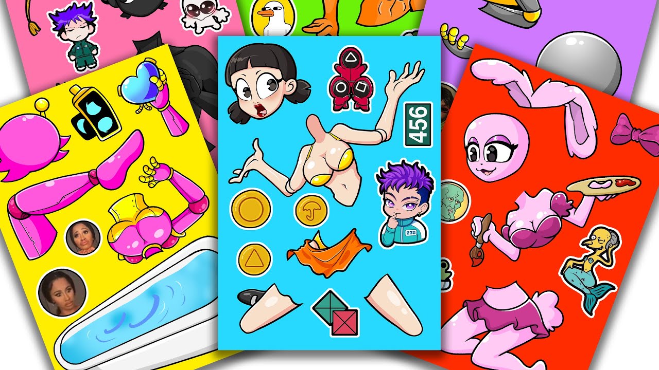 AMAZING DIY PAPER STICKERS with SUS SQUID GAME MOD | Incredibox Sprunki