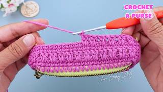 Crochet Purse on Zipper Directly Repeat Just 2 Rows | Vivi Berry DIY