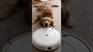 Lazy Dog Takes a Nap on the Robot Vacuum #dog #puppy  #cutepets #cute #retreiver #funny #doggielife