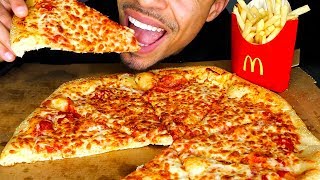 ASMR LITTLE CAESARS PIZZA MUKBANG | EATING MCDONALD'S FRIES | NO TALKING JERRY *BIG BITES* screenshot 5