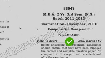 2016 Mdu MBA 3d Sem Compensation Management Question Paper #MduQuestionPaper