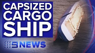 Four crew missing after huge vessel overturns off U.S. Coast | Nine News Australia