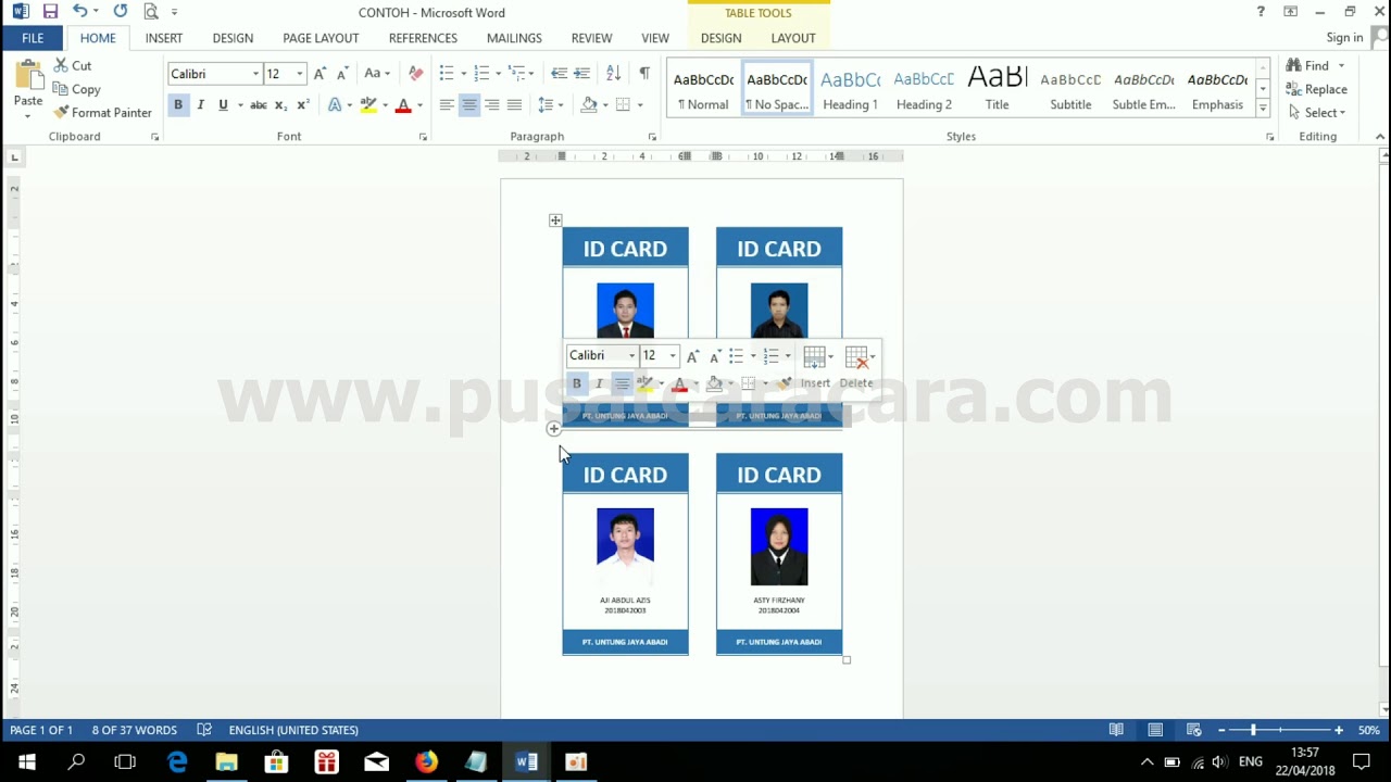 Cara Membuat Id Card Panitia Dengan Microsoft Word Mudah