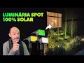 Luminaria spot solar para jardim led  oversun  boa e vale a pena anlise