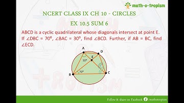 NCERT CLASS IX EX 10.5 SUM 6: ABCD is a cyclic quadrilateral whose diagonals... find ∠ECD.