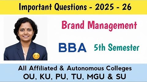 Important Questions 2025–26 Brand Management | BBA 5th Semester OU, KU, PU, 100% Pass