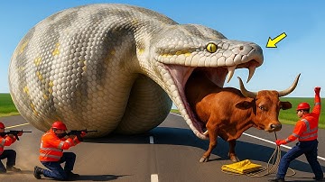 Brave Heroes Save Mischievous Red Cow from Giant Mutant Python’s Attack🐂🐍