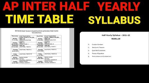 AP INTERMEDIATE HALF YEARLY TIME TABLE SYLLABUS