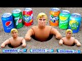 Experiment !! Stretch Armstrong VS Cola Water Balloons, Fanta, Pepsi, Slime and Mentos in Toilet