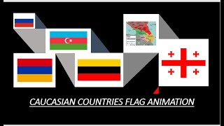 Caucasian countries flag animation