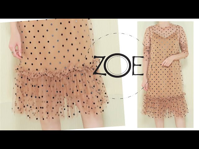 knee length dresses for ladies Ditsy Ribbon Dusty Pink Flock Mesh Mini Dress