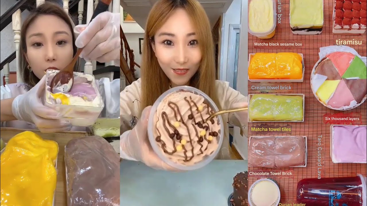 ASMR Delicious Dessert Mukbang | Towel Roll,Chocolate Cake,Moch |Satisfying Eating Sounds #asmr