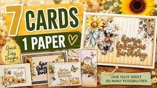 7 GORGEOUS CARD DESIGNS from just ONE 12x12 sheet of patterned paper | Handmade Birthday Cards