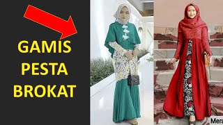 Ide Model Gamis Pesta Brokat Mewah Terbaru 2021