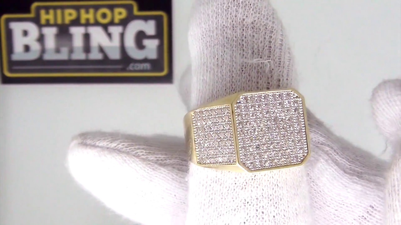 10K Gold Mens Ring CZ Micro Pave | Bling Bling ERG009