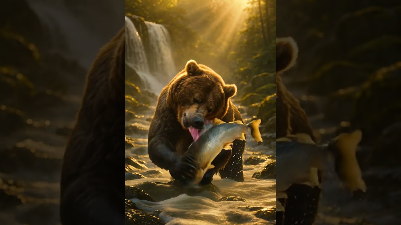 Golden Hour Hunt — The Epic Moment a Bear Catches Its Salmon!