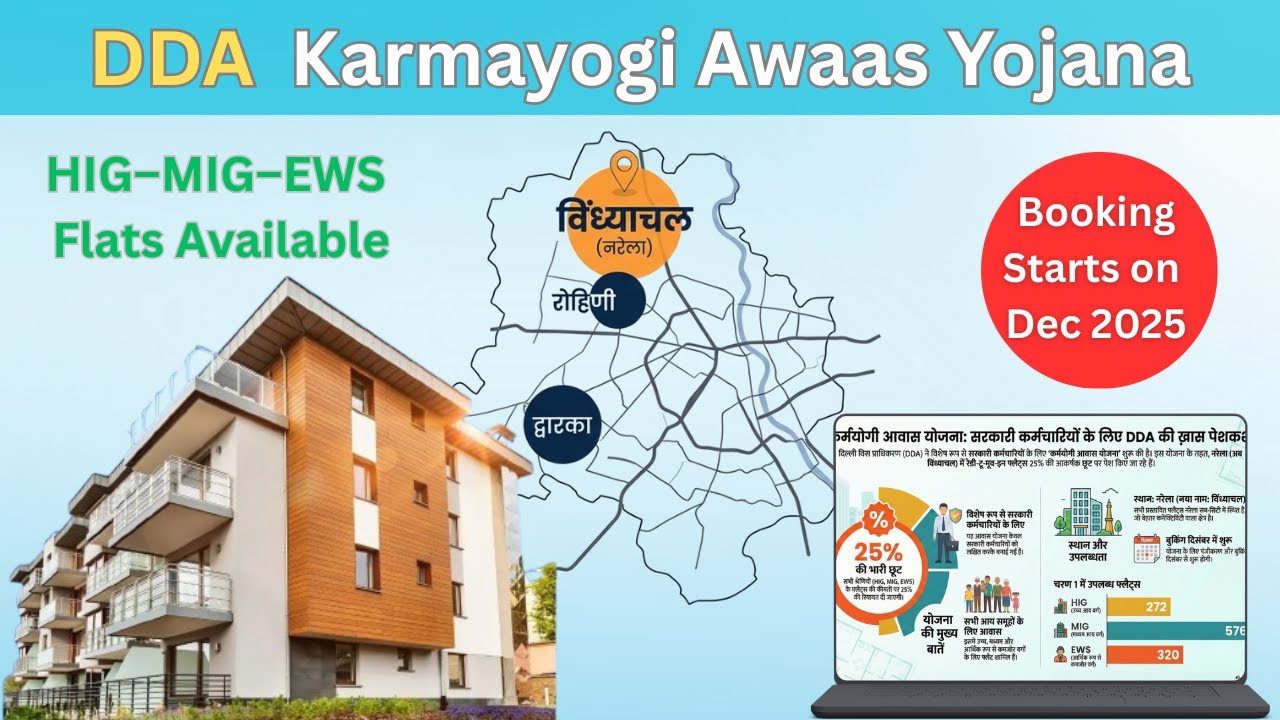 DDA Karmayogi Awaas Yojana में 25% Discount! HIG–MIG–EWS Flats | Booking Starts on December 2025