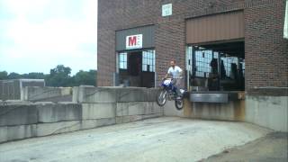 Brian jumping off the loading dock.