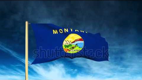 montana flag slider style. Waving in the win with cloud background animation Stock video by