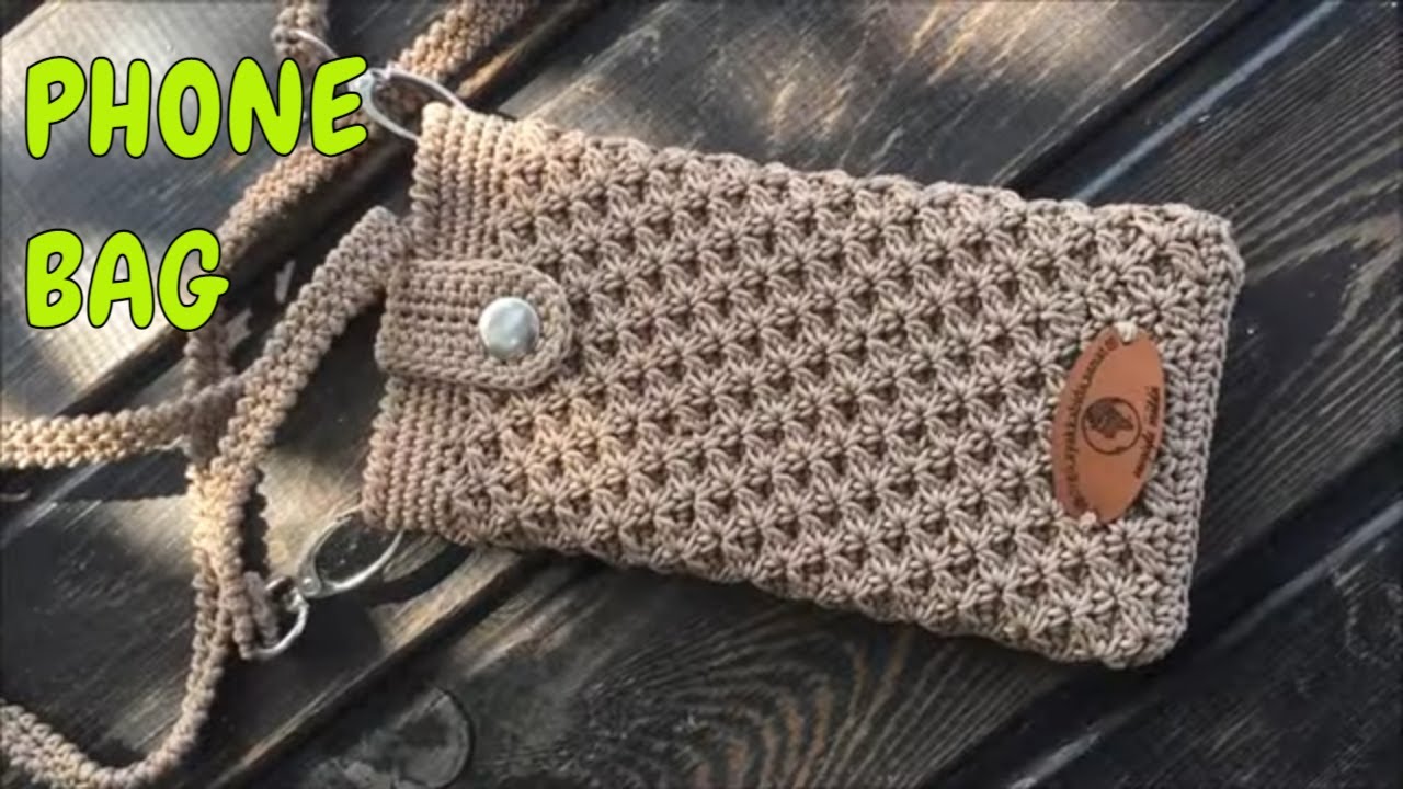 Сумка для телефона спицами крючком