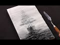 Sailboat in the dawn / Black and white / Easy Acrylic painting / painting ideas / #372