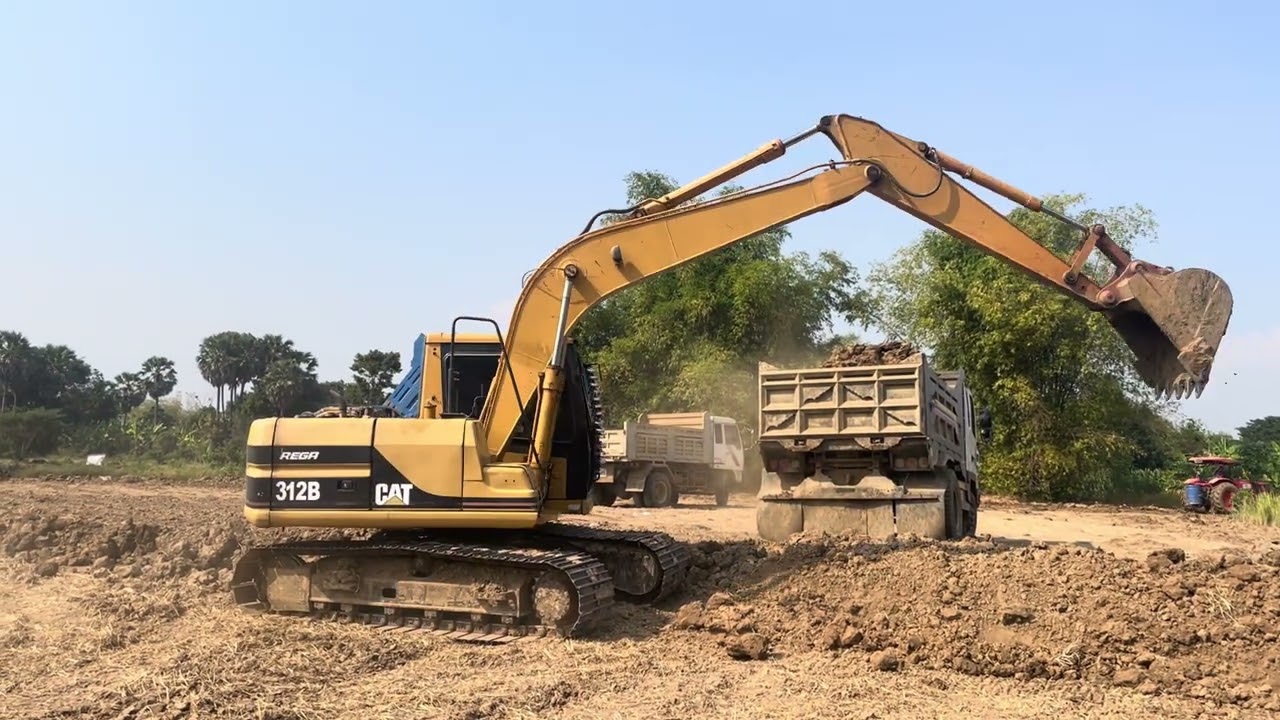 Caterpillar 385C Excavator & D8R Bulldozer At Highway Road Construction