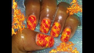 BRIGHT HOT SUMMER NO WATER MARBLE NAIL ART | MSCHARLIESNAILS  #watermarblenailart #summernails