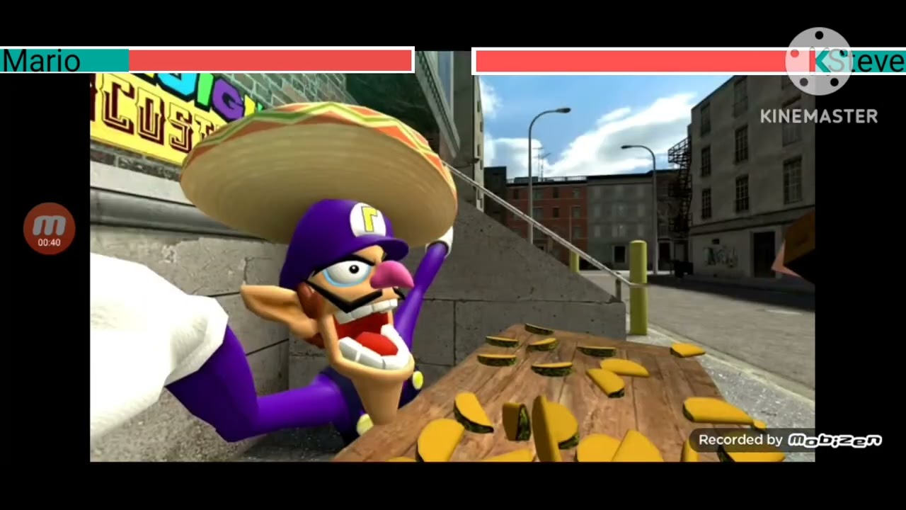 Mario vs. Steve (First Fight) With Healthbars