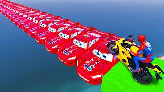 GTA 5 SPIDERMAN vs LIGHTNING MCQUEEN, Sharks in The Epic New Stunt Race Challenge