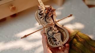Robotime ROKR Magic Cello Mechanical Music Box - AMK63 3D Wooden Puzzle for Creative Kids and Adults