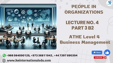 People in Organizations Lecture No. 04 Part 3 B2 ATHE Level 4 Business Management