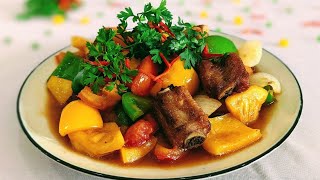 របៀបធ្វើម្ហូបឆាឆ្អឹងជំនីជ្រូកជូរអែម|stir​​​​​ fry pork |ម្ហូបខ្មែរគ្រប់មុខ|cambodian food