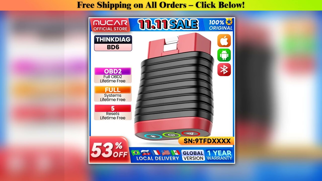 THINKCAR BD6 OBD2 Scanner for Car,All System Car Code Readers Scan Tools for iPhone & Android