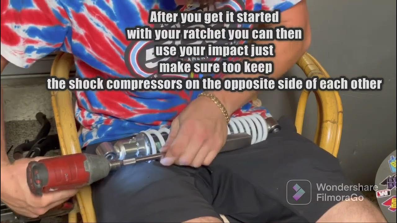 How to remove banshee front shock spring with Tusk spring compressor