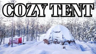 COZY HOT TENT in FREEZING WEATHER. BEST HOT TENT for WINTER CAMPING