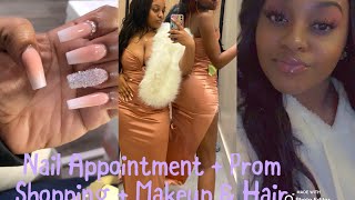 VLOG|| Nail Appointment : Prom Dress Shopping : Hair + Makeup