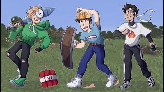 Dream, GeorgeNotFound, and Sapnap looting their first Trident in Dream SMP  