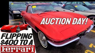 Celebrity Come with me to a Dealer Only Classic Car Auction - Flipping $400 to a Ferrari Wealth