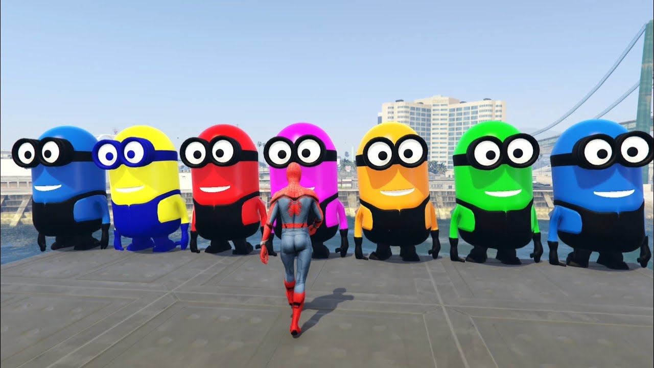 GTA 5 Epic Ragdolls RED SPIDERMAN VS RED MINION VS GREEN MINION (Euphoria Physics & Funny Fails)#5