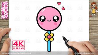 How to Draw a Cute Easy Kawaii Lollipop | Easy Kawaii Candy Drawing for Kids! screenshot 1